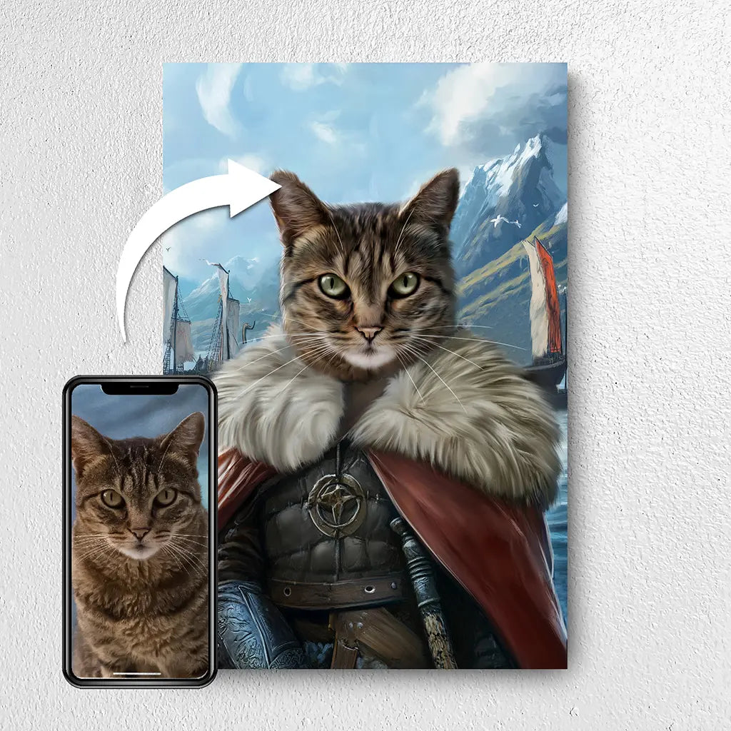 The Viking custom cat portrait from photo
