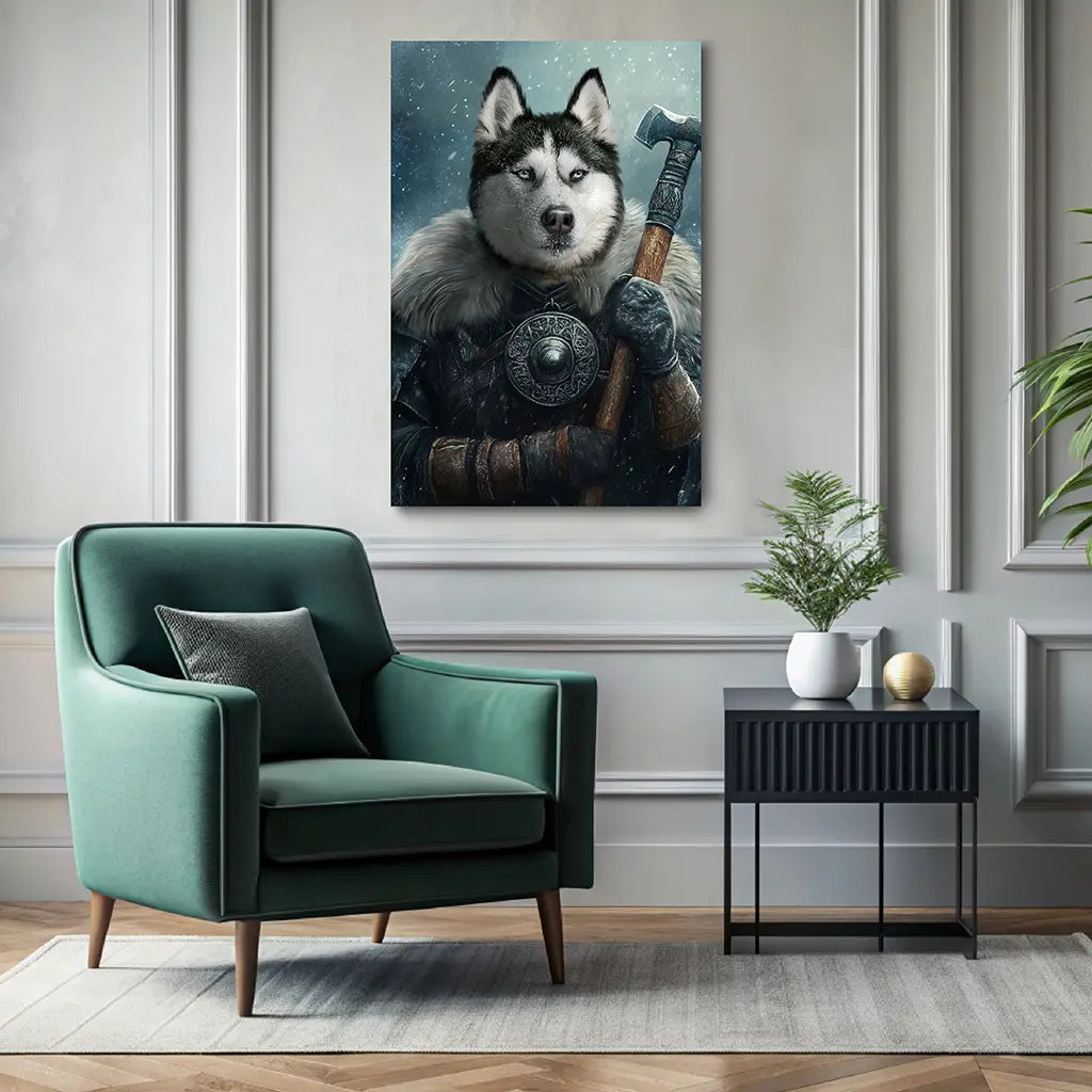 The Viking custom dog portrait wall art canvas