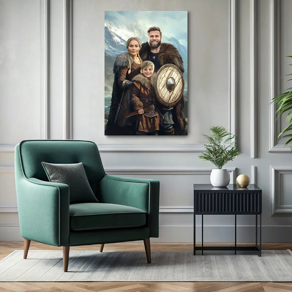 The Viking family custom portrait wall art canvas
