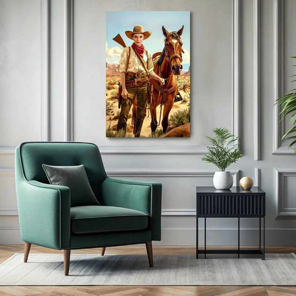 The Western Girl custom personalized portrait wall decor