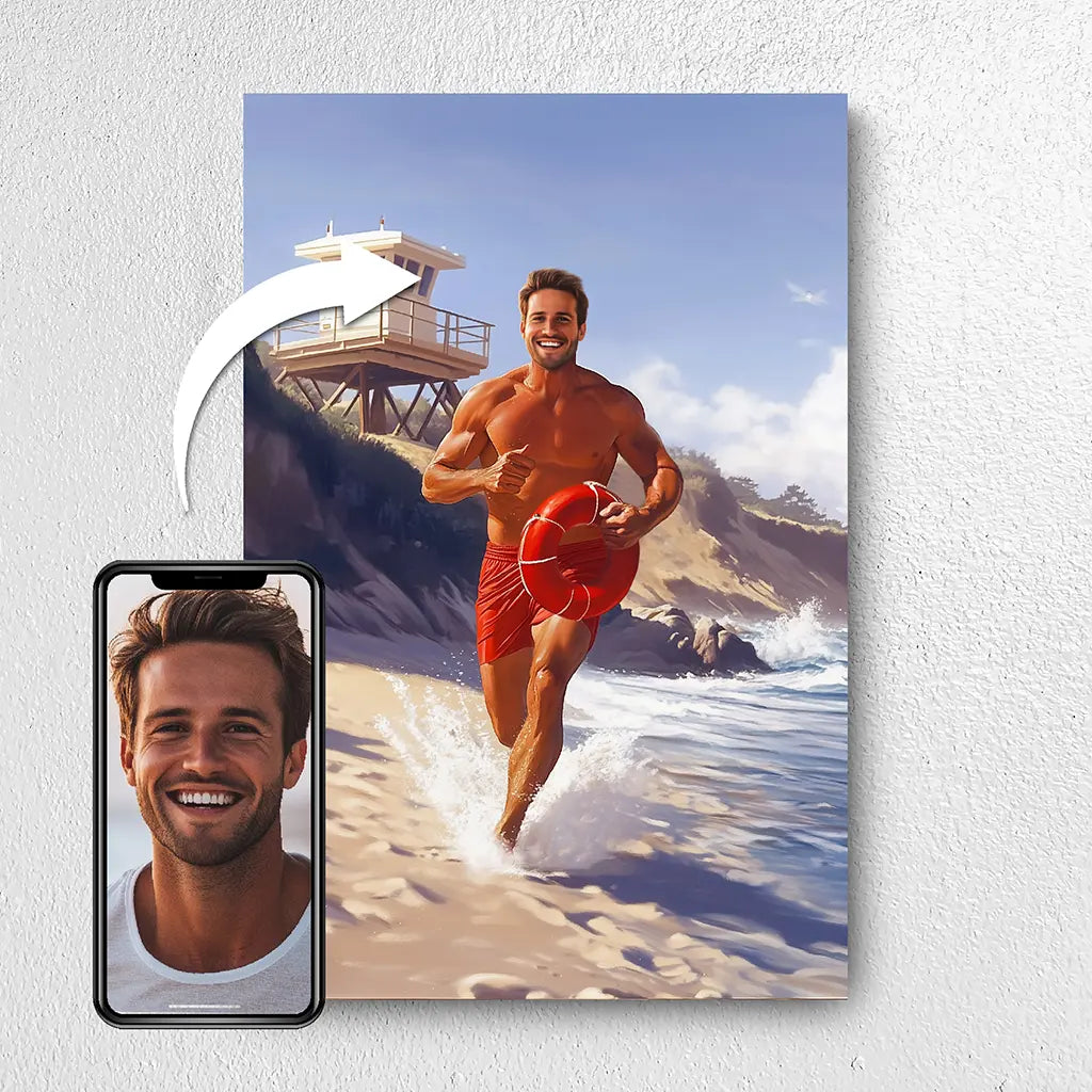 The beach hero custom portrait from photo