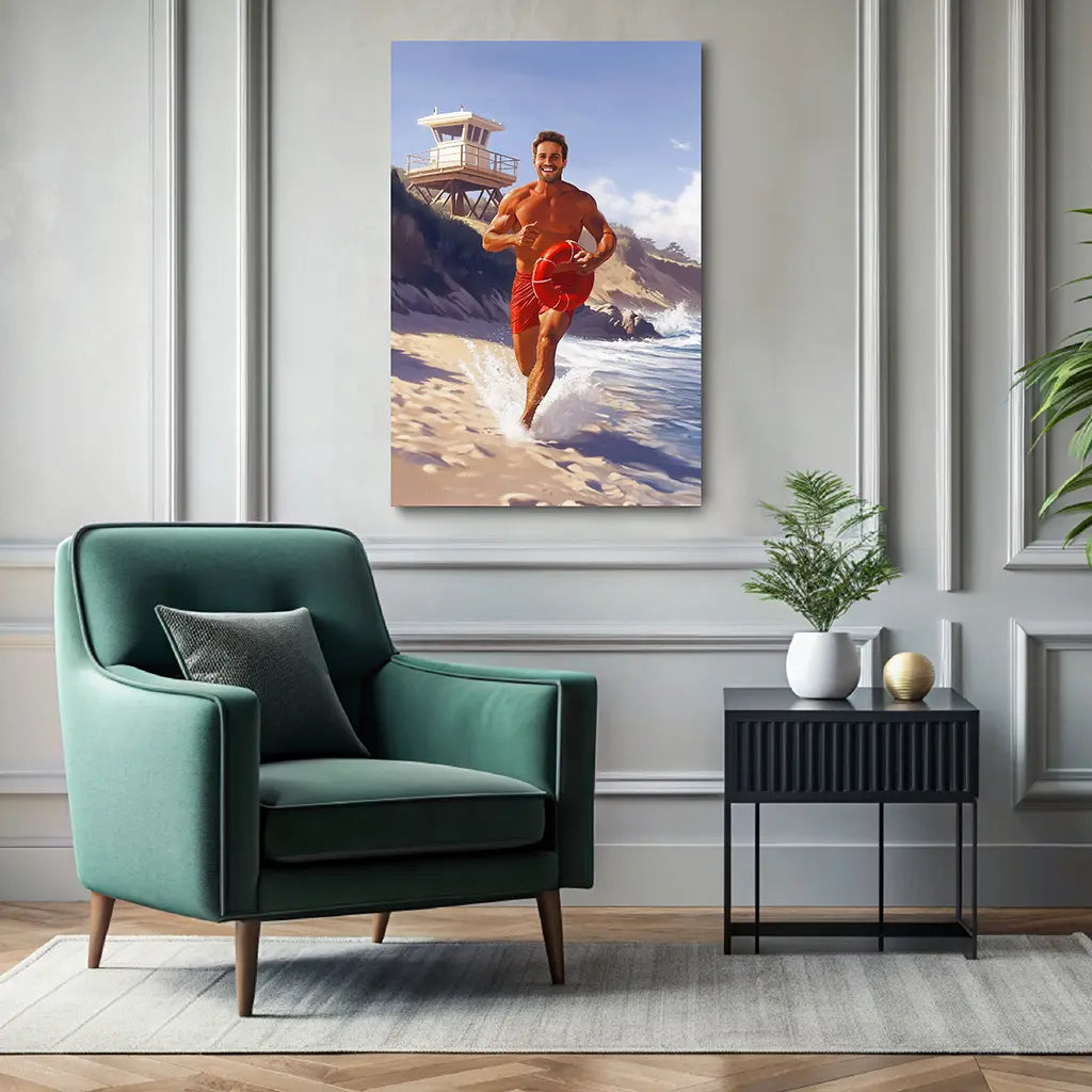 The beach hero custom portrait wall art canvas