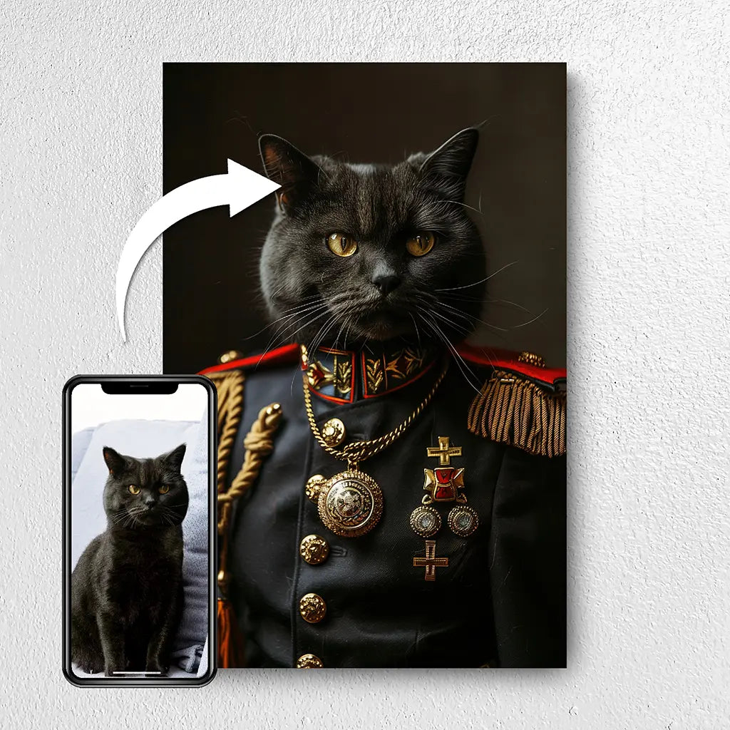 The dictator custom personalized cat portrait from photo