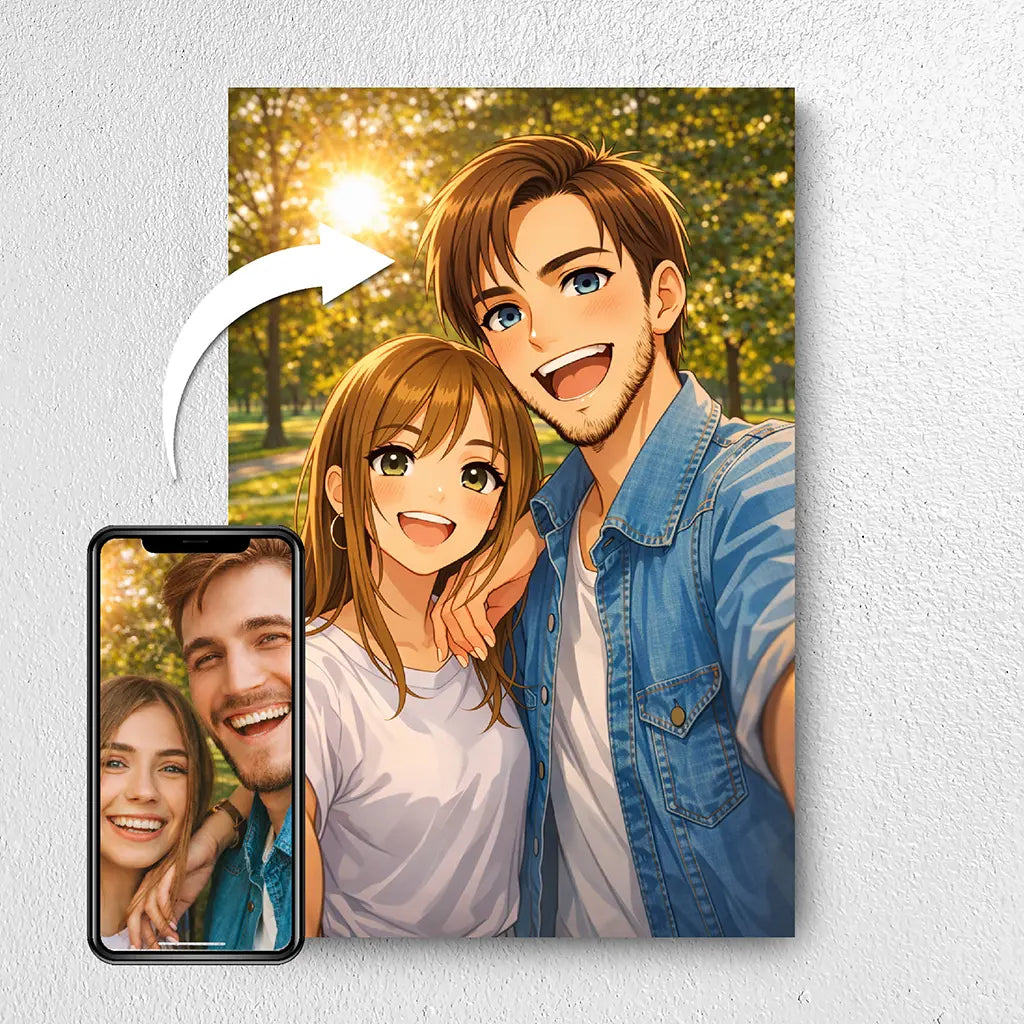 Before and after: photo to custom anime portrait transformation