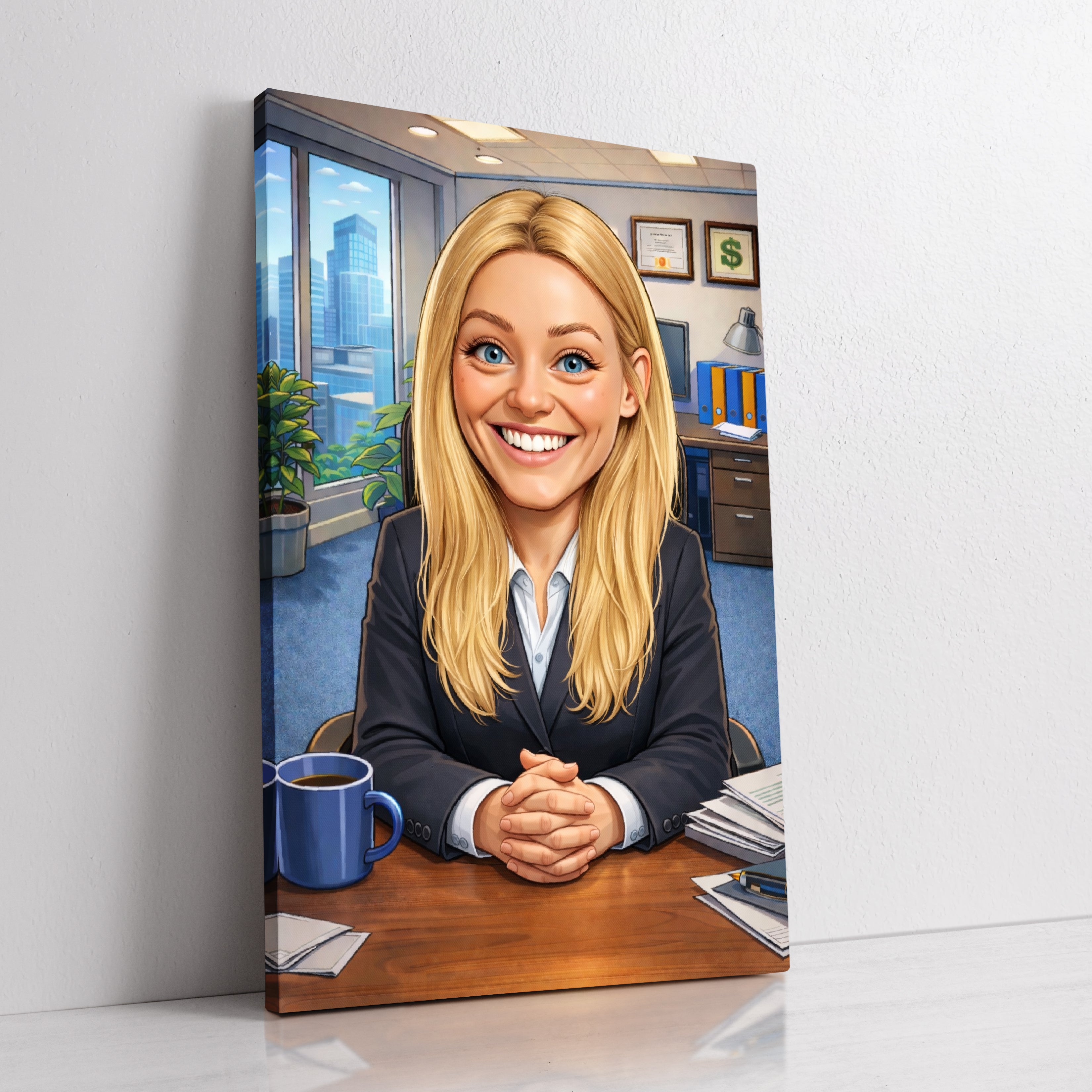 Custom boss caricature portrait from photo by professional artist