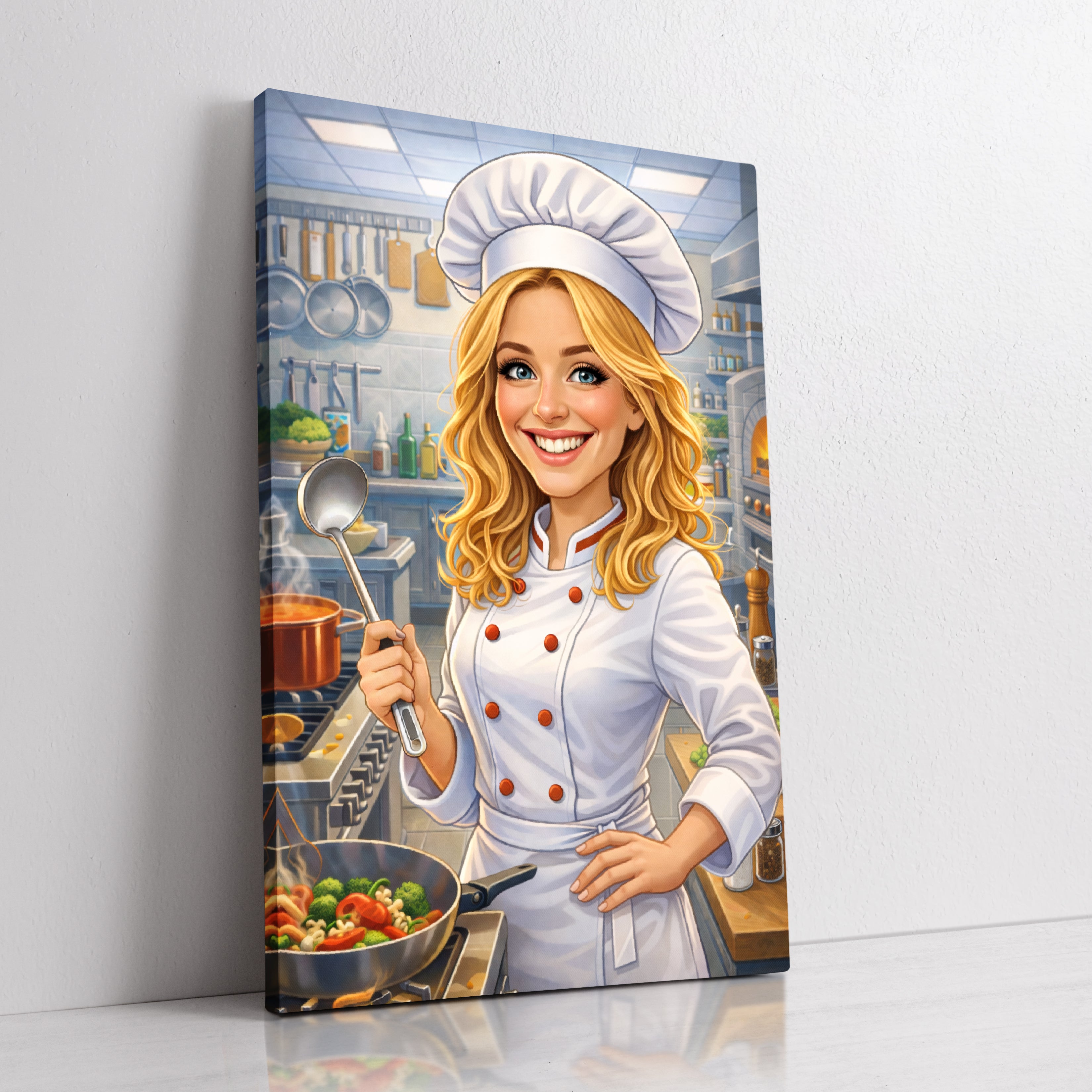 Custom chef caricature portrait from photo by professional artist