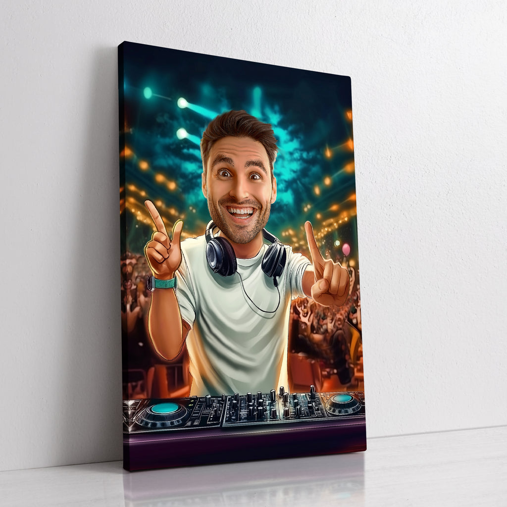 Custom dj caricature portrait from photo by professional artist