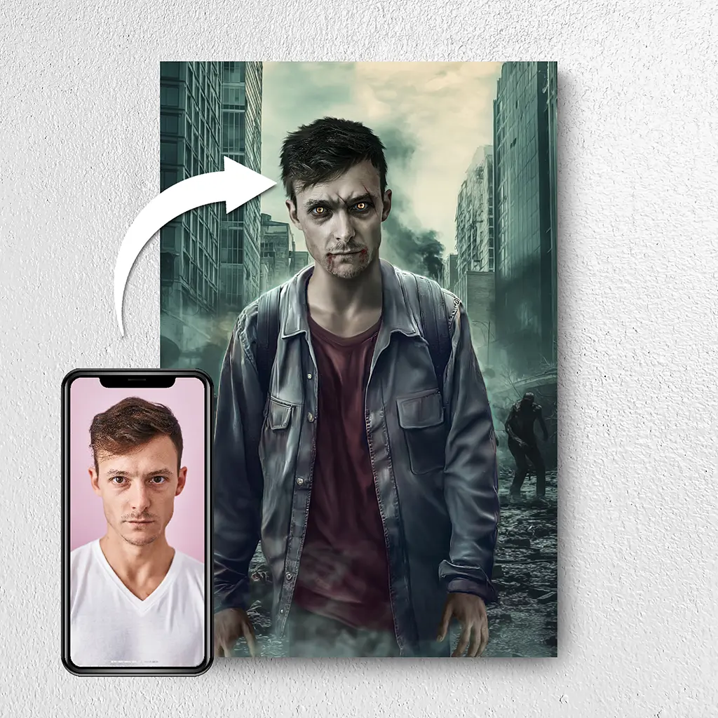 Apocalypse Walker custom personalized zombie portrait from photo