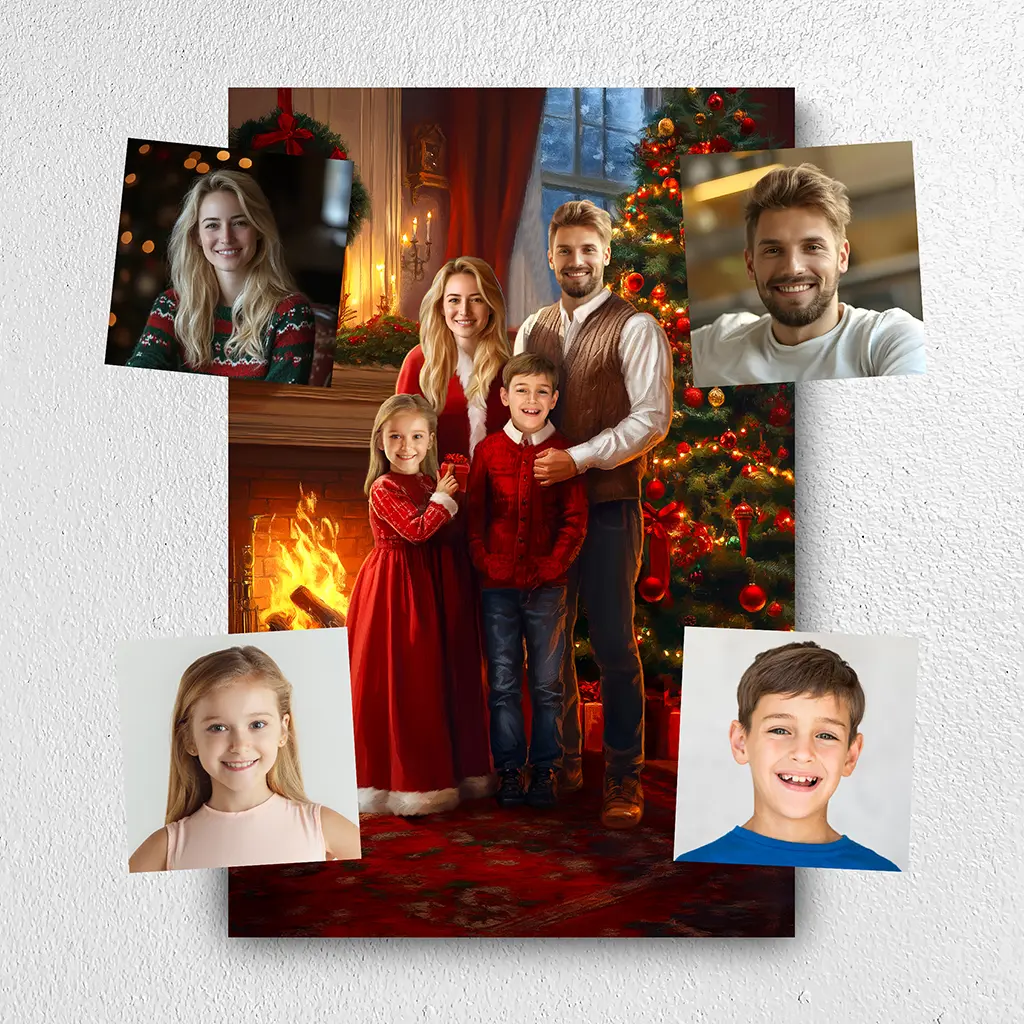 Custom Christmas family portrait from photo