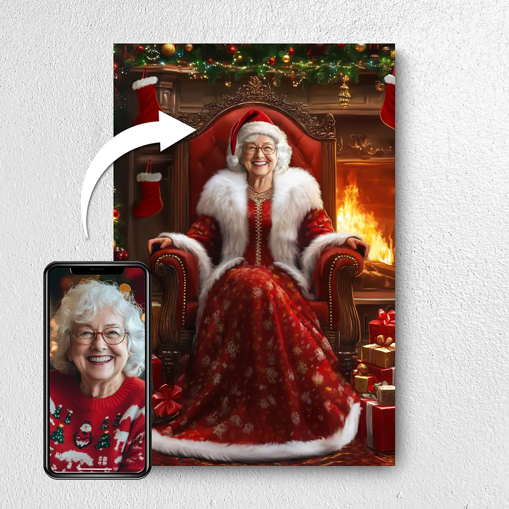 Mrs. Claus custom Christmas female portrait from photo