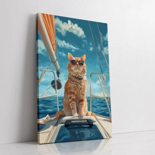 On Vacation custom personalized cat portrait