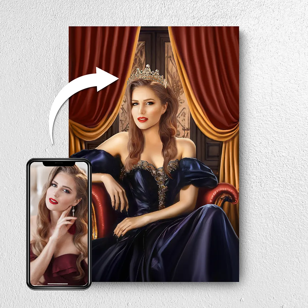 Regal Elegance custom personalized queen portrait from photo