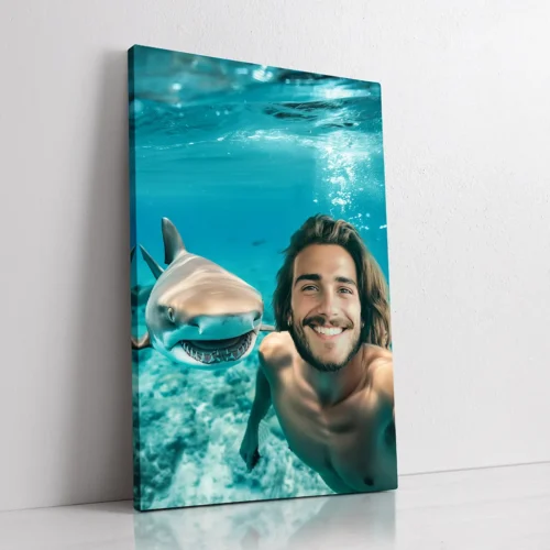 Selfie with Shark custom personalized portrait