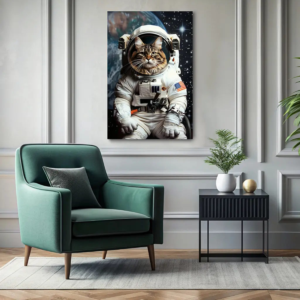 The Astronaut custom personalized cat portrait wall decor