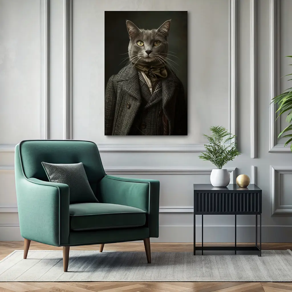 The Gentleman custom personalized cat portrait wall decor