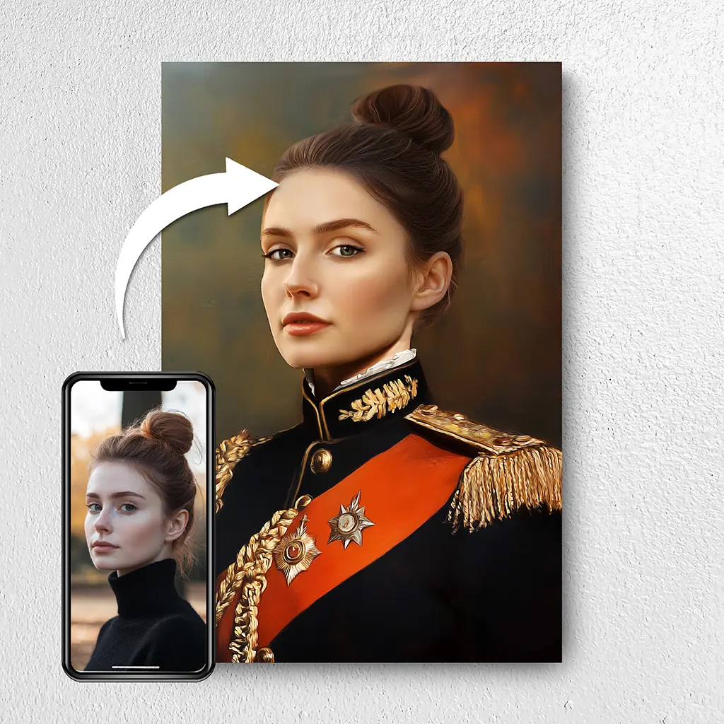 The Lady General custom personalized female portrait from photo