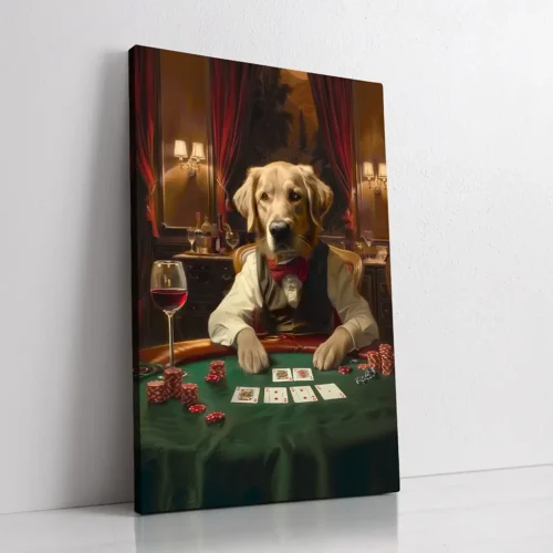 The Poker Player custom personalized dog portrait