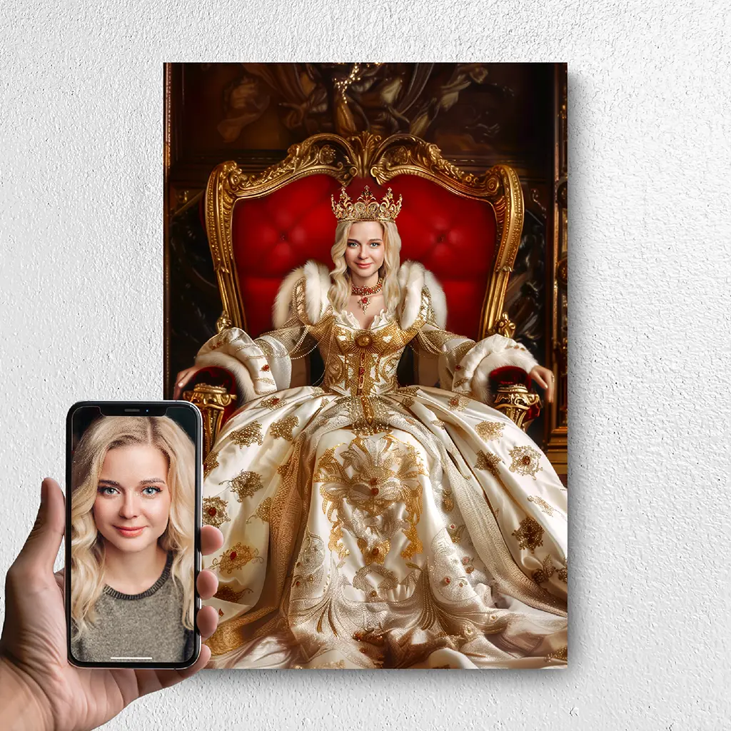 The Queen of Gold custom personalized female portrait from photo