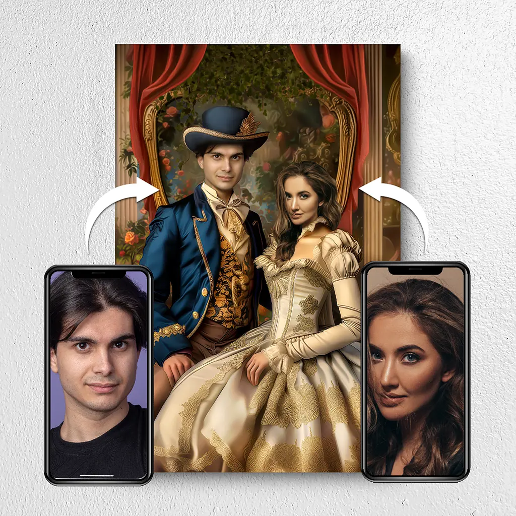 The Regal Romance custom personalized royal portrait from photo