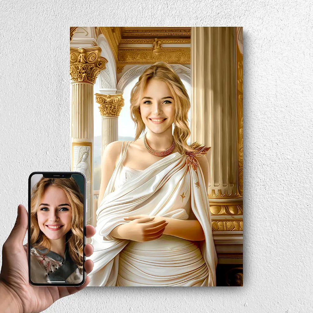 The Roman Goddess custom personalized female portrait from photo