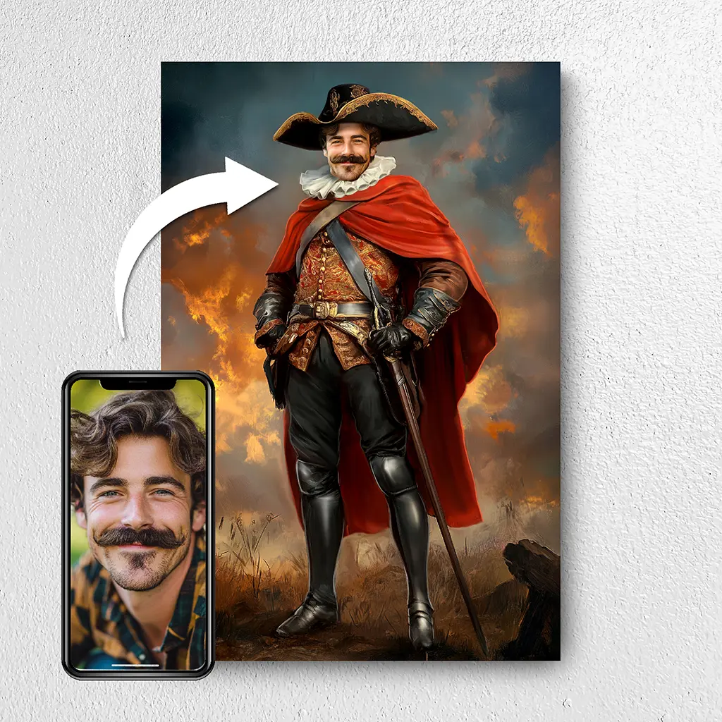 The Royal Musketeer custom personalized portrait from photo