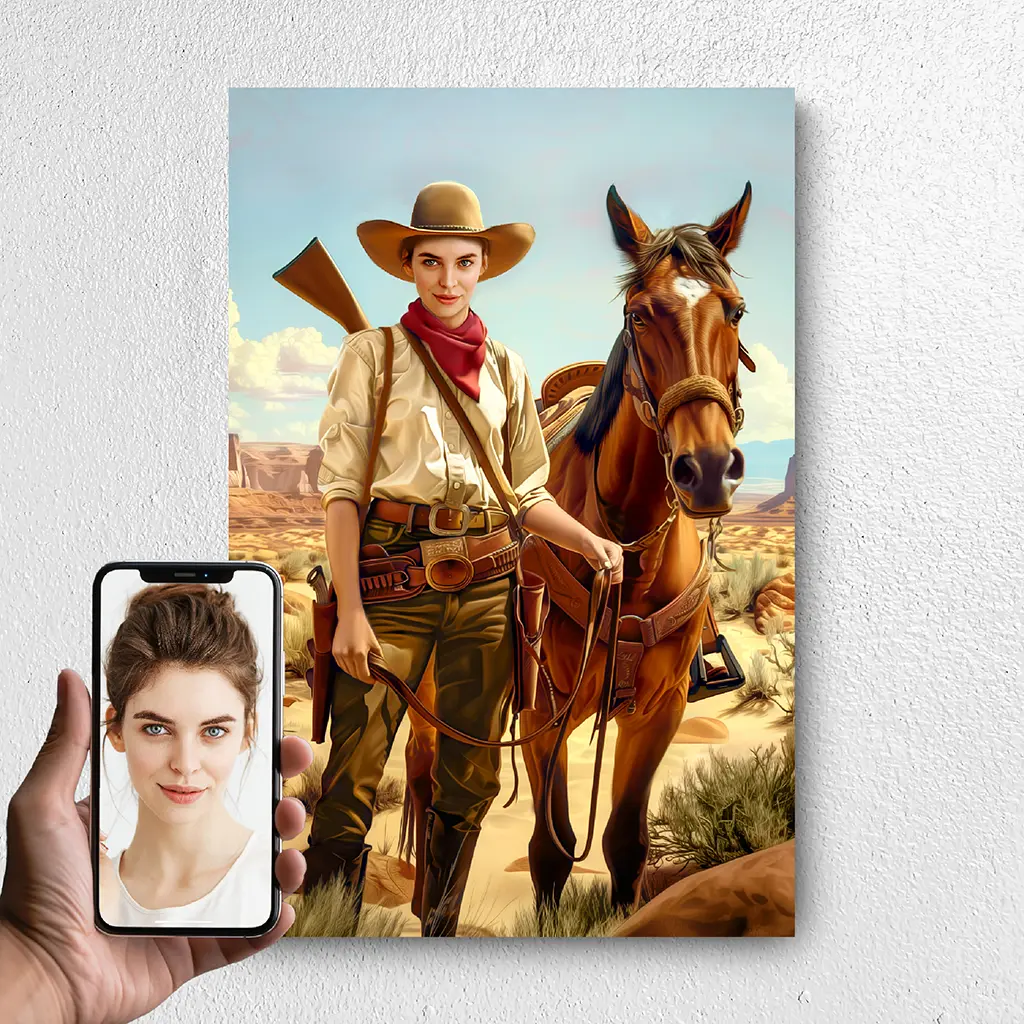 The Western Girl custom personalized portrait from photo