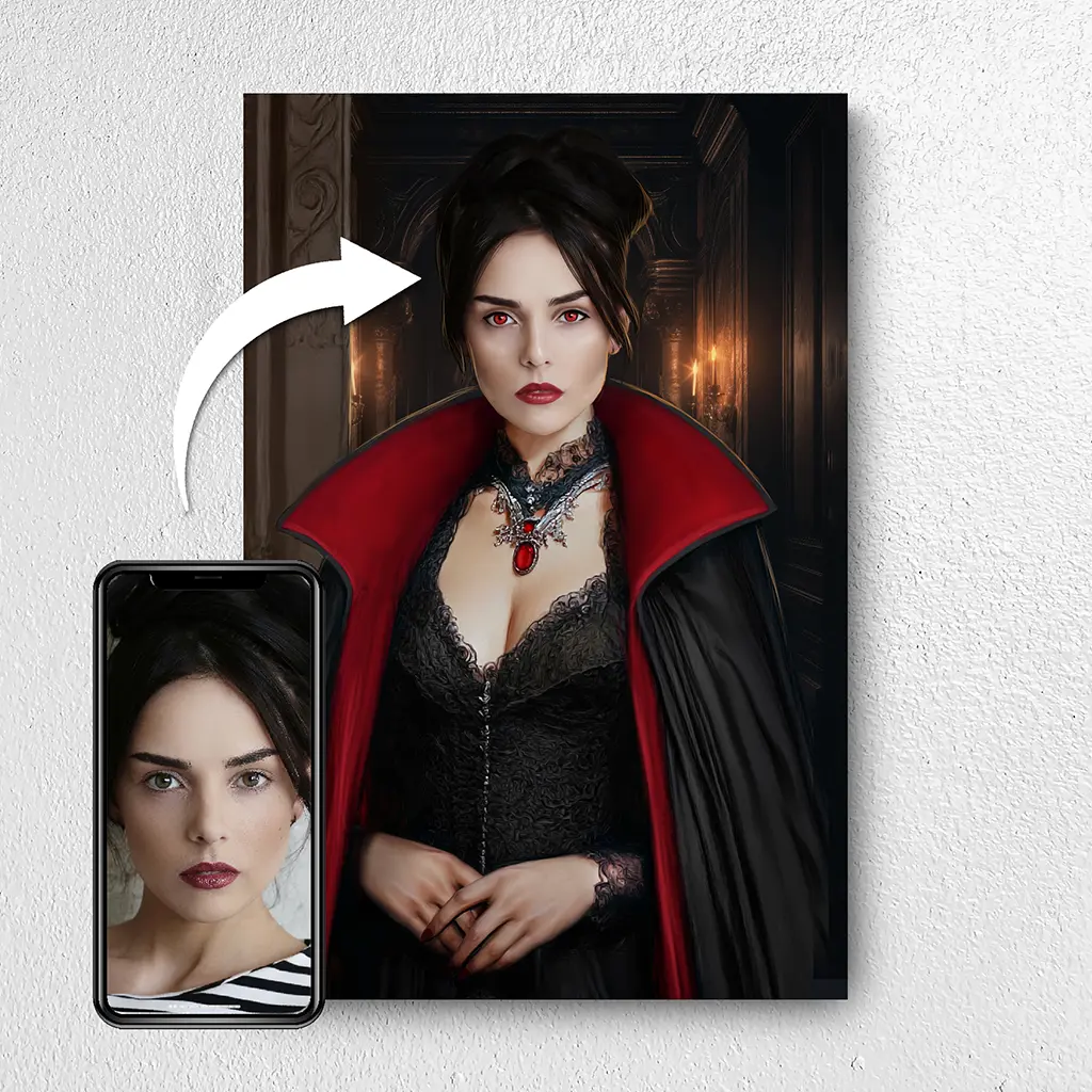 Vampire Queen custom personalized female portrait from photo